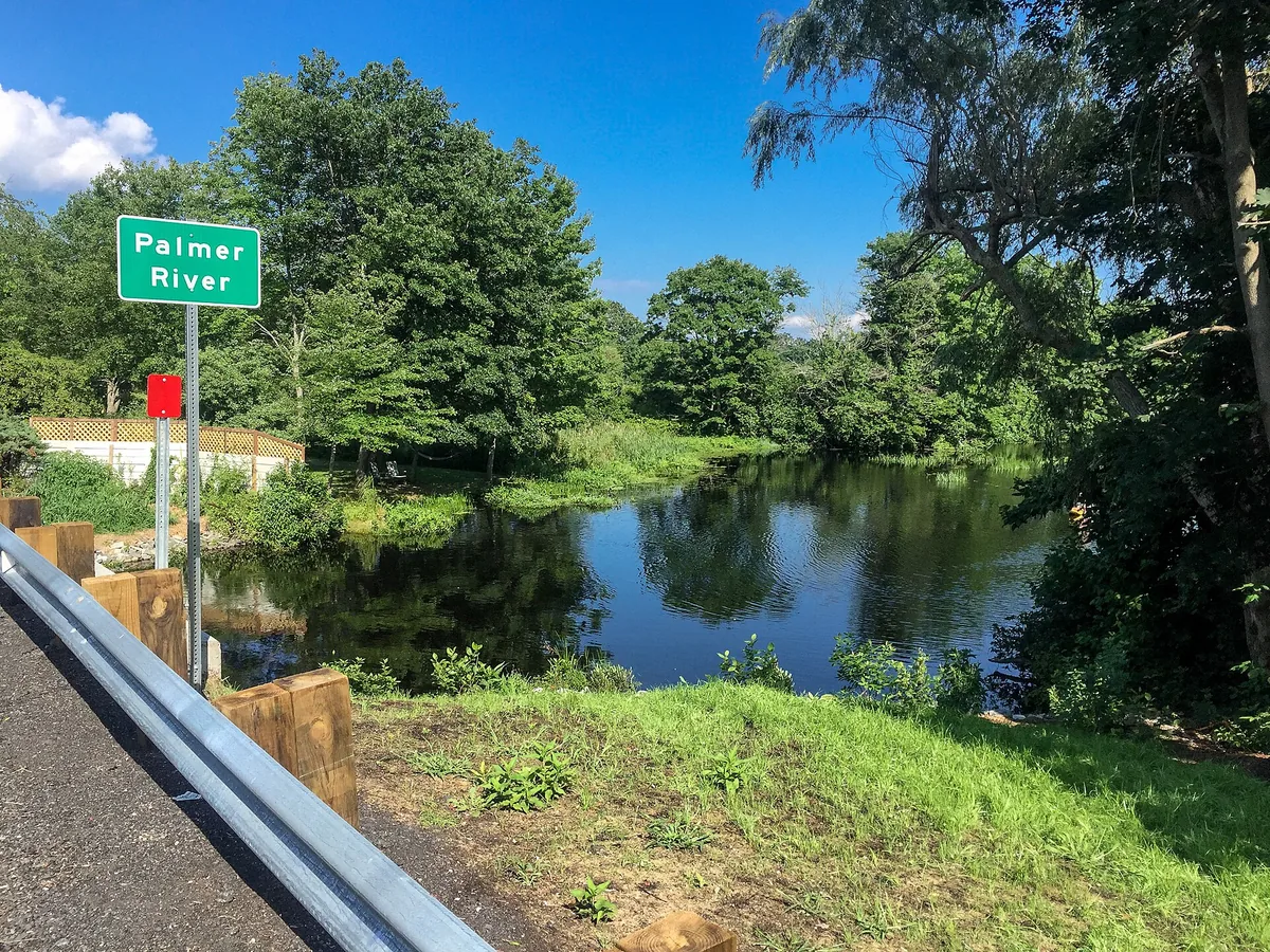 Palmer River seen from the Wheeler Street crossing in Rehoboth, Massachusetts